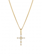 18K Goldplated Cubic Zirconia Cross Necklace 925 Silver Jewelry