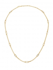 18K Goldplated Baguette Cubic Zirconia Curb Chain Necklace