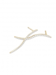 14K Gold Plated Cubic Zirconia Brushstroke Stud Earrings