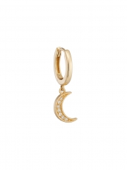 Celestial Crescent 18K Gold & Fake Diamond Huggie Hoop