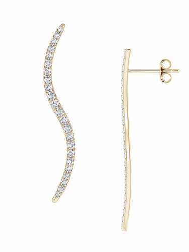 14K Gold Plated Cubic Zirconia Brushstroke Stud Earrings