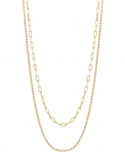 925 Sterling Silver Goldtone Double Chain Necklace