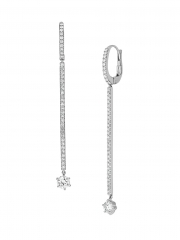 18K White Gold & Fake Diamond Long Matchstick Drop Earrings