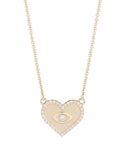 925 Sterling Silver Cubic Zirconia Heart Necklace in 14K Yellow Gold