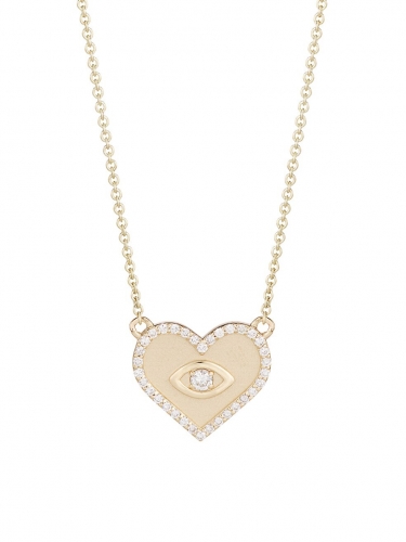 925 Sterling Silver Cubic Zirconia Heart Necklace in 14K Yellow Gold