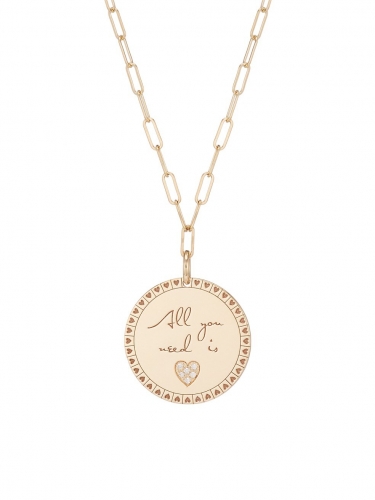 14K Yellow Gold & Diamond All You Need Is Love Pendant Necklace
