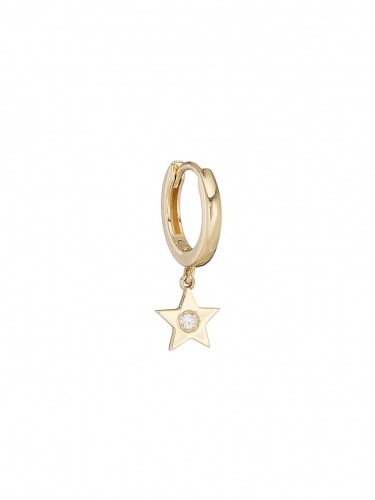 Celestial Star 18K Gold & Diamond Huggie Hoop Earrings