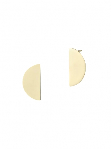 14K Yellow Gold Half Disc Earrings in 925 Sterling Silver