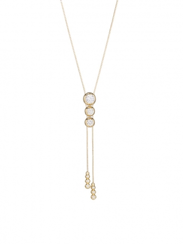 14K Gold & Cubic Zirconia Bezel-Set Graduated Lariat Necklace