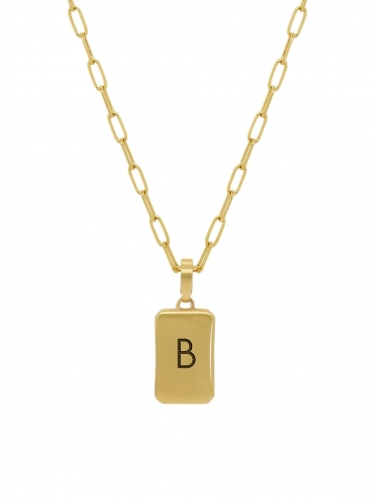 18K Gold Plated B Initial Pendant Necklace in Silver