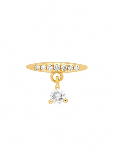 14K Gold & Diamond Arc Stud Dangle Earrings