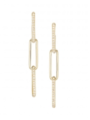 14K Gold & Diamond Paperclip-Link Drop Earrings