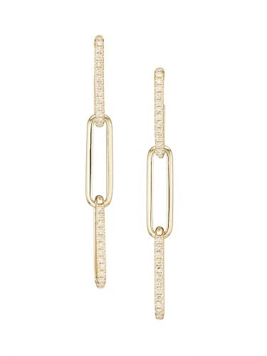 14K Gold & Diamond Paperclip-Link Drop Earrings