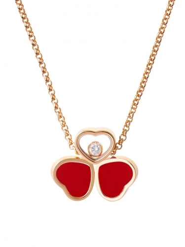 Happy Hearts Wings 18K Rose & Diamond Pendant Necklace