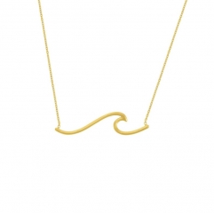 Non-tarnish Wave Necklace, Wave Necklace, Gold Wave Necklace, Surfer Necklace, Beach Jewelry, Wave, Layering Necklace, For Best Friend,