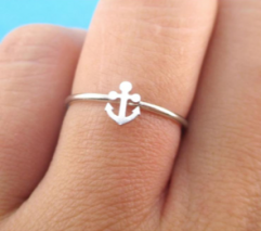 Anchor Stamped Stackable Ring Layering rings Stacking Jewelry Adjustable Ring