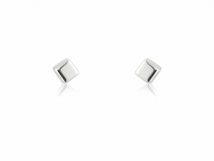 Landou Jewelry Small White Gold Cube Stud Earrings