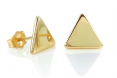 Landou Jewelry 14K Yellow Gold Triangle Stud Earrings