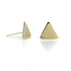 Landou Jewelry 14K Yellow Gold Triangle Stud Earrings