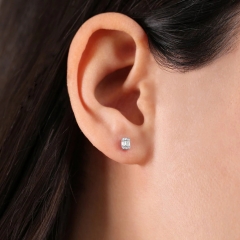 14K Tiny Baguette Cubic Zirconia Stud Earrings for Girl