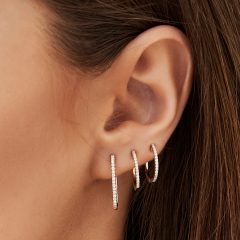 Landou Jewelry 14K Paperclip Cubic Zirconia Hoop Earrings