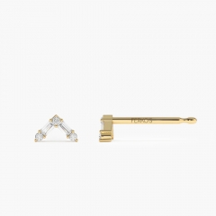 14K Minimal Baguette and Round Cubic Zirconia Earrings