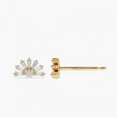 14K Half Round Tapered Baguette Cubic Studs Earrings