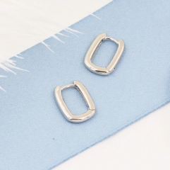 Pair of Mini Rectangular Hoop Earrings in Sterling Silver, Oval Hoop Earrings, Chunky Hoop Earrings, Silver or Gold, Square Hoop Earrings