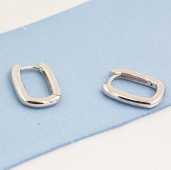 Pair of Mini Rectangular Hoop Earrings in Sterling Silver, Oval Hoop Earrings, Chunky Hoop Earrings, Silver or Gold, Square Hoop Earrings