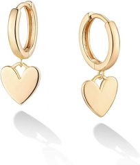 925 Sterling Silver 18K Gold Plated Dangle Heart Earrings