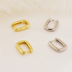 Pair of Mini Rectangular Hoop Earrings in Sterling Silver, Oval Hoop Earrings, Chunky Hoop Earrings, Silver or Gold, Square Hoop Earrings