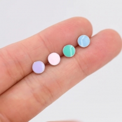 Lilac Purple Circle Dot Stud Earrings in Sterling Silver with Hand Painted Enamel, Pastel Stud, Enamel Dot, 6mm