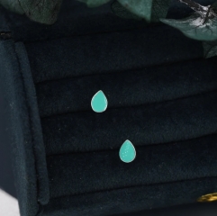 Teal Green Droplet Dot Stud Earrings in Sterling Silver with Hand Painted Enamel, Teal Green Stud, Enamel Droplet, Drop Shape