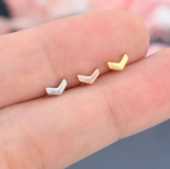 Sterling Silver Extra Tiny Chevron Stud Earrings, Silver, Gold or Rose Gold, Small Triangle Earrings, Arrow Earrings, Stacking Earrings
