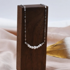 Genuine Pearl Bar Necklace in Sterling Silver, Silver or Gold, Genuine Freshwater Pearls, Pearl Necklace