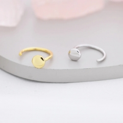 Tiny Dot Huggie Hoop Earrigns in Sterling Silver, Circle Earrings, Open Hoop Earrings, Pull- Through Threader Earrings, Half Hoop Earrings