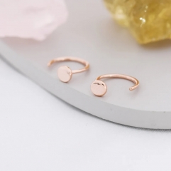 Tiny Dot Huggie Hoop Earrigns in Sterling Silver, Circle Earrings, Open Hoop Earrings, Pull- Through Threader Earrings, Half Hoop Earrings