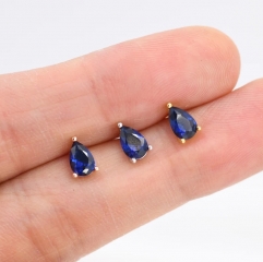 Sterling Silver Sapphire Blue Droplet Earrigns, Pear Cut Sapphire Earrings, September Birthstone CZ Earrings, Silver, Gold or Rose Gold