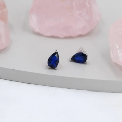 Sterling Silver Sapphire Blue Droplet Earrigns, Pear Cut Sapphire Earrings, September Birthstone CZ Earrings, Silver, Gold or Rose Gold