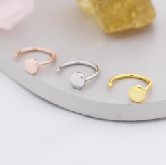 Tiny Dot Huggie Hoop Earrigns in Sterling Silver, Circle Earrings, Open Hoop Earrings, Pull- Through Threader Earrings, Half Hoop Earrings