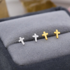 Tiny Cross Stud Earrings in Sterling Silver, Silver, or Gold, Dainty Earrings, Extra Tiny, Stacking Earrings, Cross Earrings