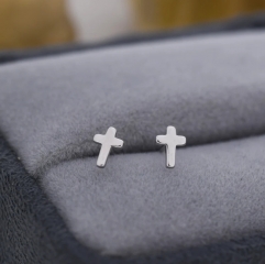 Tiny Cross Stud Earrings in Sterling Silver, Silver, or Gold, Dainty Earrings, Extra Tiny, Stacking Earrings, Cross Earrings