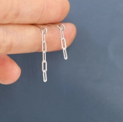 Asymmetric Chain Drop Earrings in Sterling Silver, Silver or Gold, Mismatched Dainty and Delicate Paperclip Chain EarringsGeometric