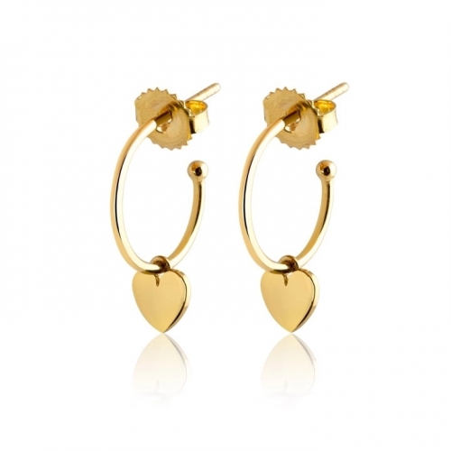 Mini Hoops Heart Earrings - Earrings Gold, 925 Sterling Silver Wholesale