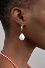 Landou Jewelry Manufacture 925 Sterling Silver Wholesale Baroque Pearl Earrings Handmade Women Jewelry