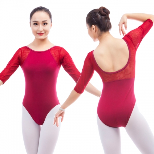 Adult 1/2 Sleeve Mesh Leotard