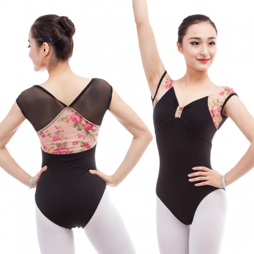 Adult Cap Sleeve Printing Mesh Leotard