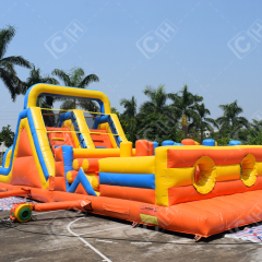 CH Crazy Outdoor Obstacle Course With Dry Slide Challenging Inflatable Sport Game Party Jumping Bouncy Slide Obstacle Course