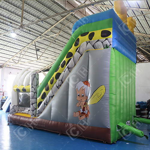 CH Outdoor Backyard Stone Age Theme Inflatable Slide Inflatable Dry Slide For Rent