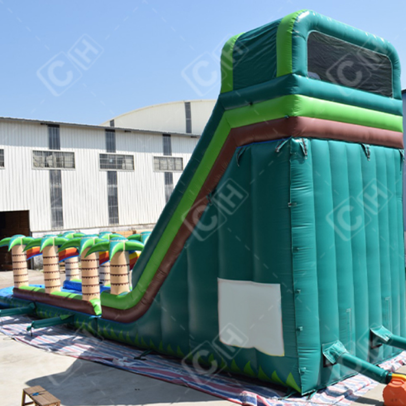 Giant Tropical Palm Jungle Water Slide Big Water Inflatable Slide Solar Powered Water Pump For Swimming Pool Slide